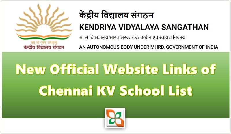 Chennai KV School List with New Official Website Links