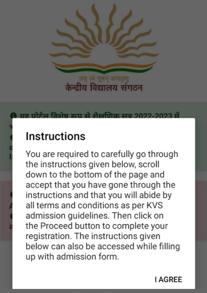 kvs admission portal 2022 instructions