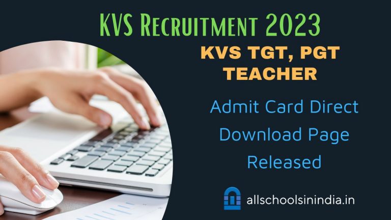 KVS TGT, PGT Teacher Recruitment 2023 - Admit Card Out
