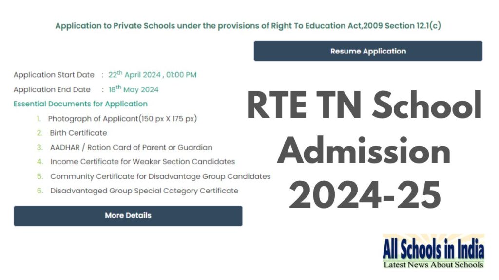 RTE TN School Admission 2024-25